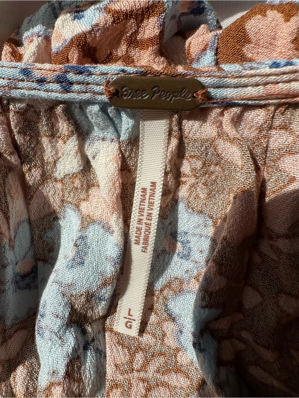 Free People Sweet Memories Floral Crop Ruffle Blouse Size L - Picture 6 of 11